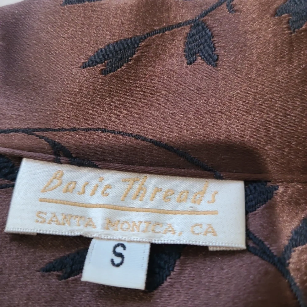 Vintage Brown Satiny Embroided Evening Jacket Blazer Women SZ Small - Picture 4 of 11